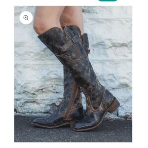 BED|STU Over the Knee Distressed Black Boots